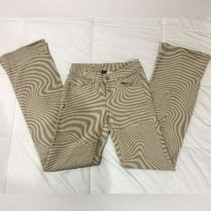 Brown Swirls Flare Jeans